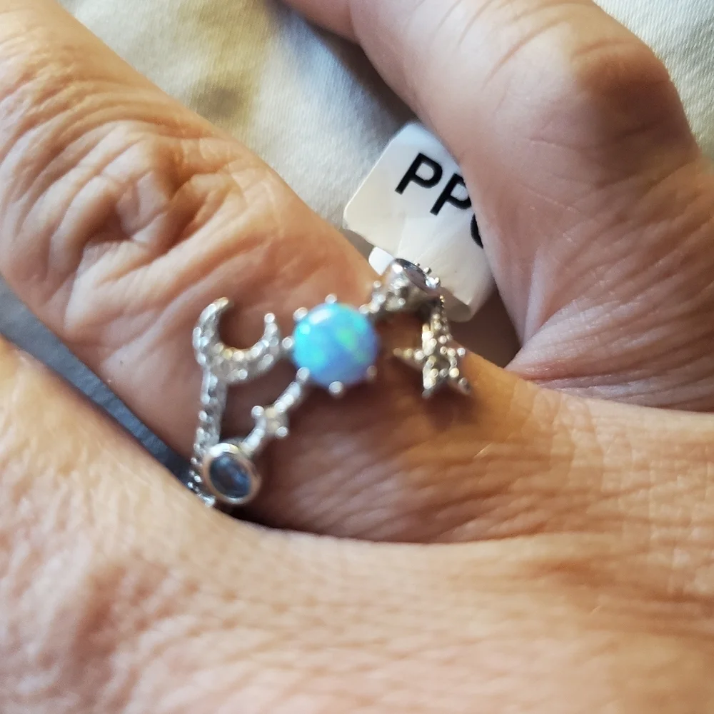 STERLING & GEMSTONE CELESTIAL RING - Picture 1 of 3